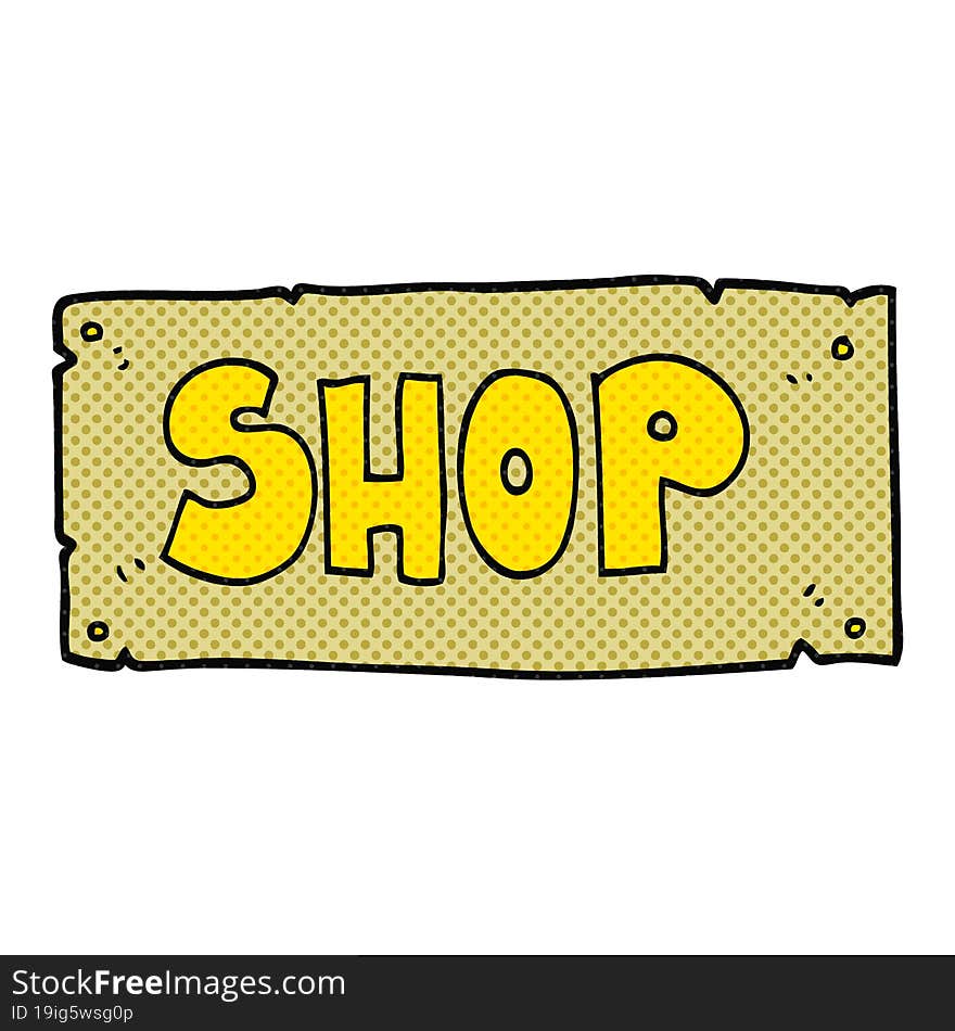 freehand drawn cartoon shop sign