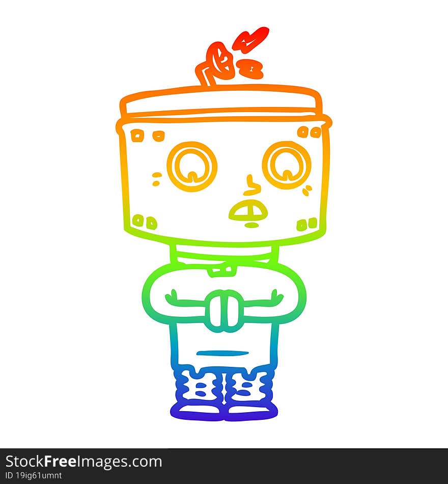 rainbow gradient line drawing cartoon robot