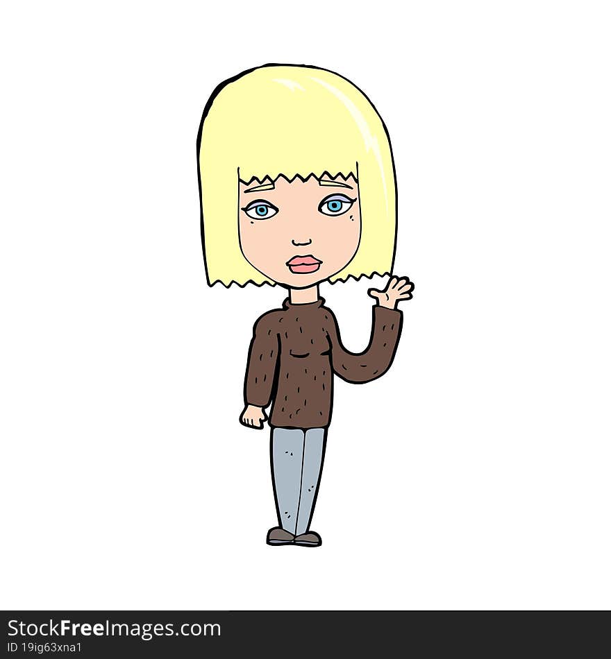 cartoon woman waving