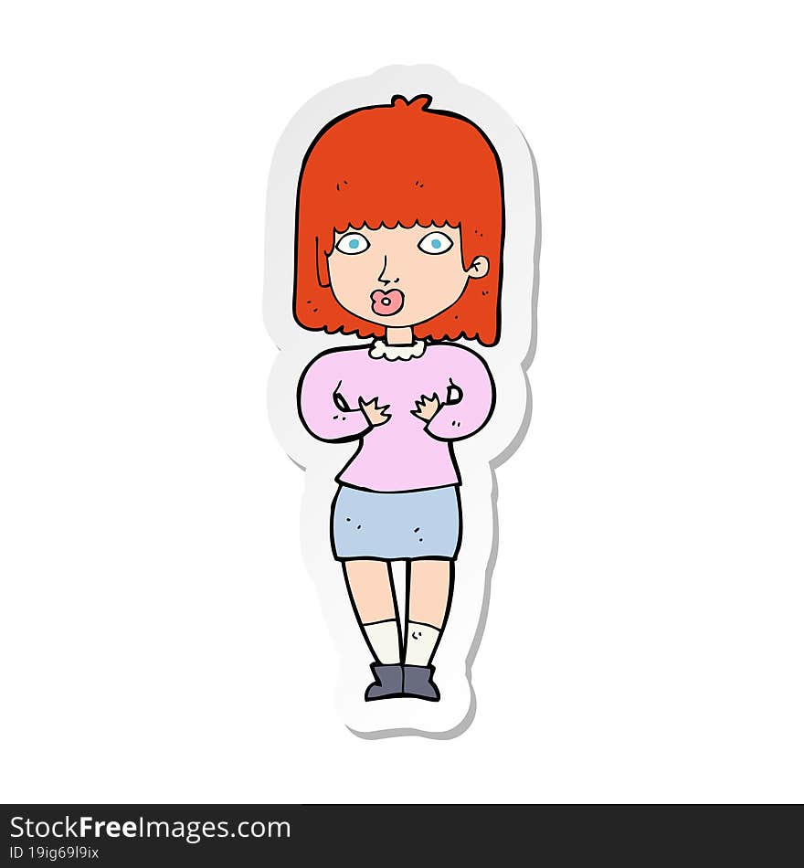 Sticker Of A Cartoon Shocked Woman