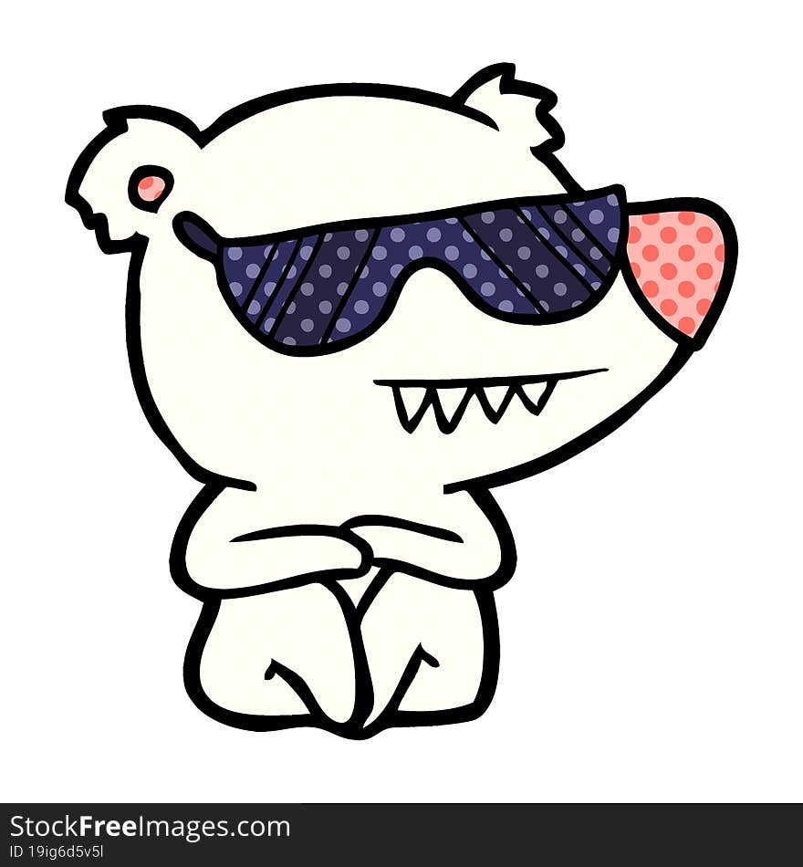 cool polar bear cartoon sitting. cool polar bear cartoon sitting