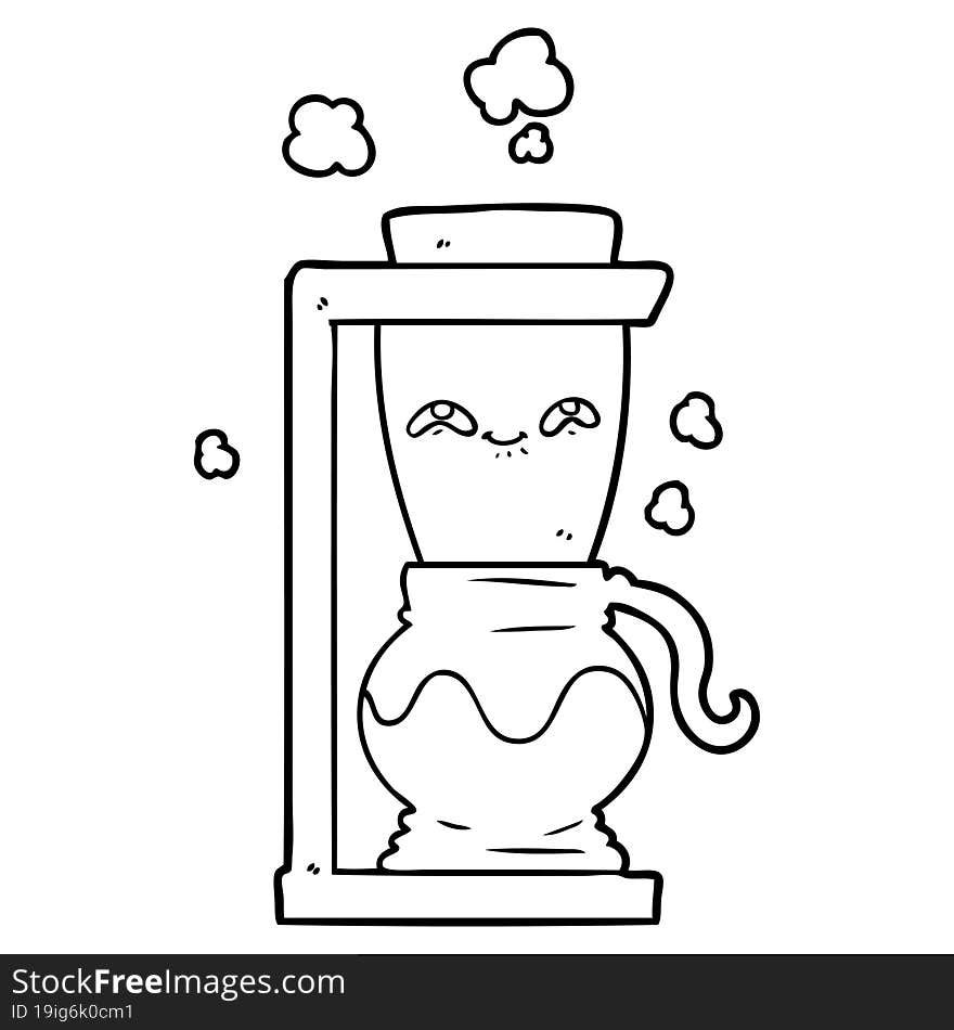 happy cartoon coffee pot. happy cartoon coffee pot