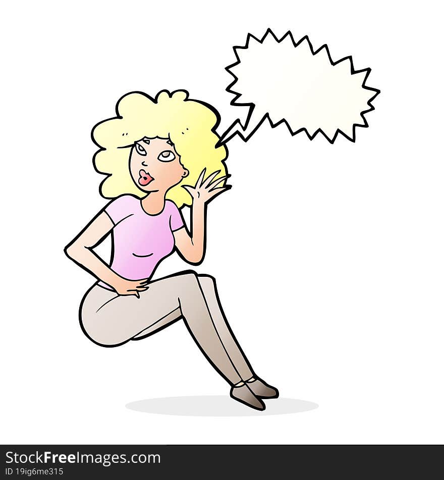 cartoon woman listening with speech bubble