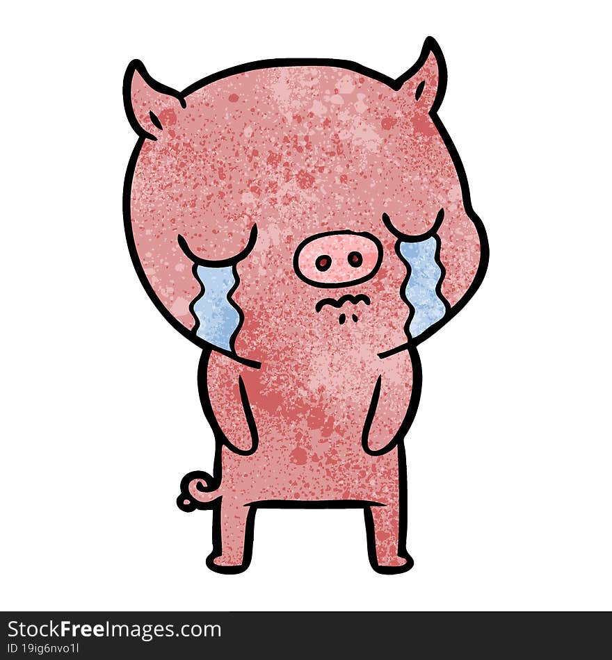 cartoon pig crying. cartoon pig crying