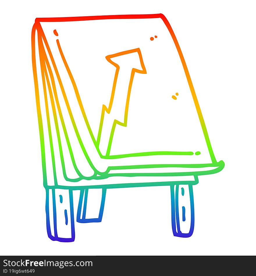 Rainbow Gradient Line Drawing Cartoon Business Chart With Arrow