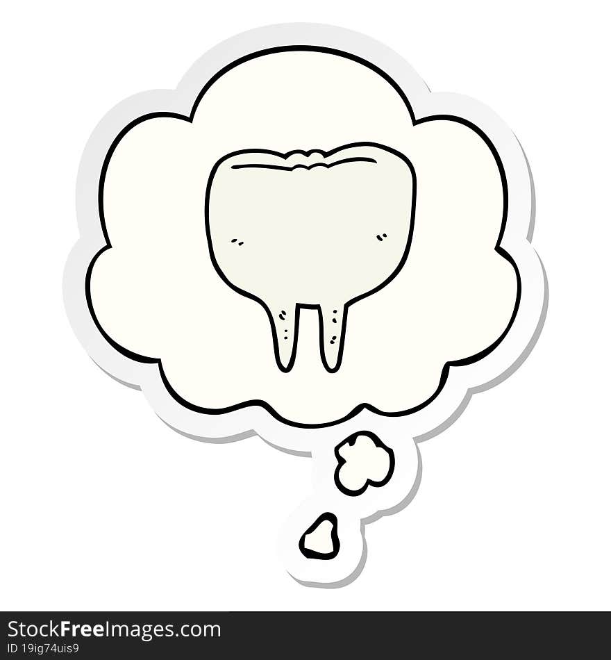 cartoon tooth and thought bubble as a printed sticker