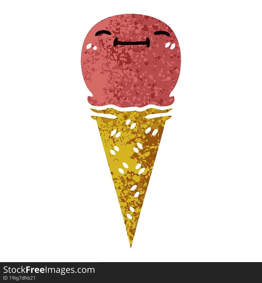 quirky retro illustration style cartoon happy ice cream