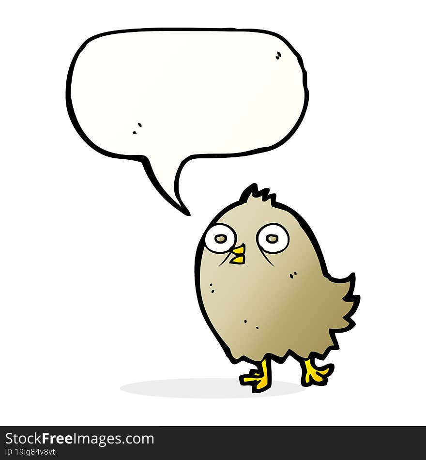 funny cartoon bird with speech bubble