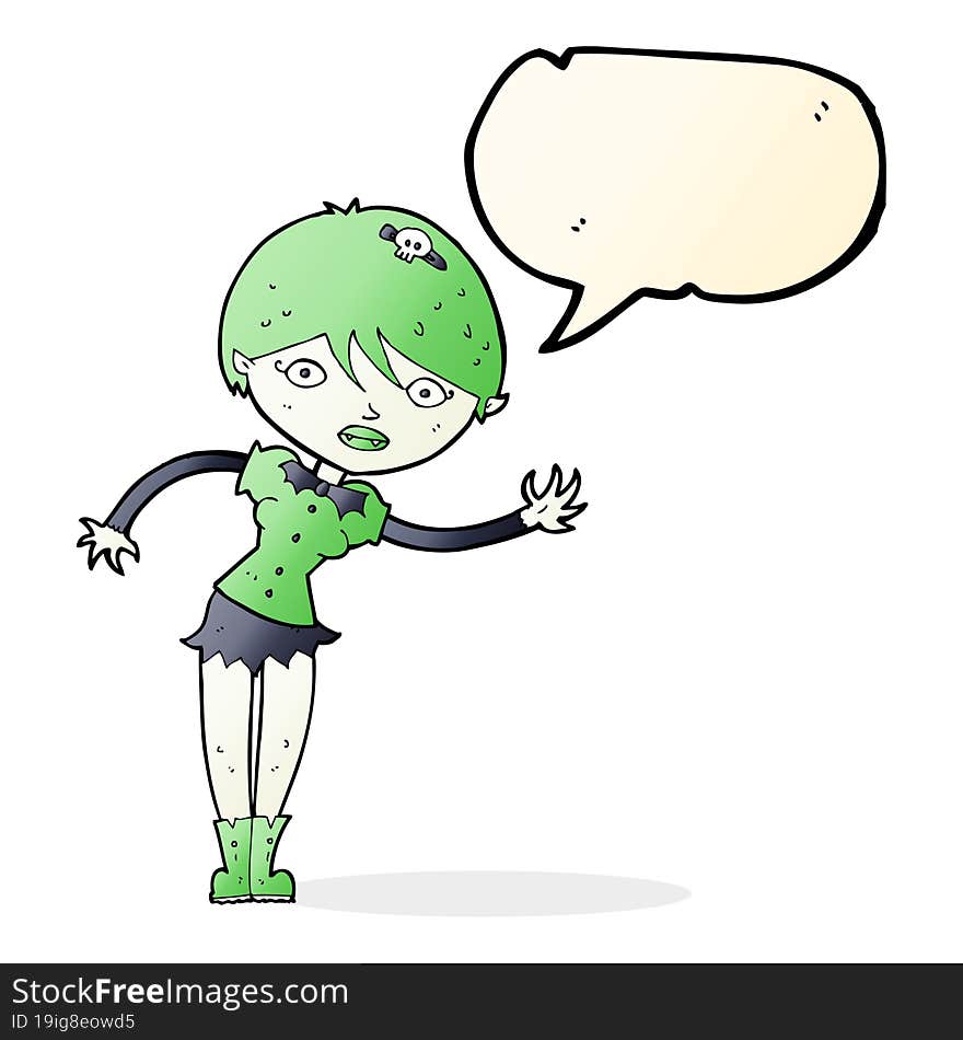 Cartoon Vampire Girl With Speech Bubble