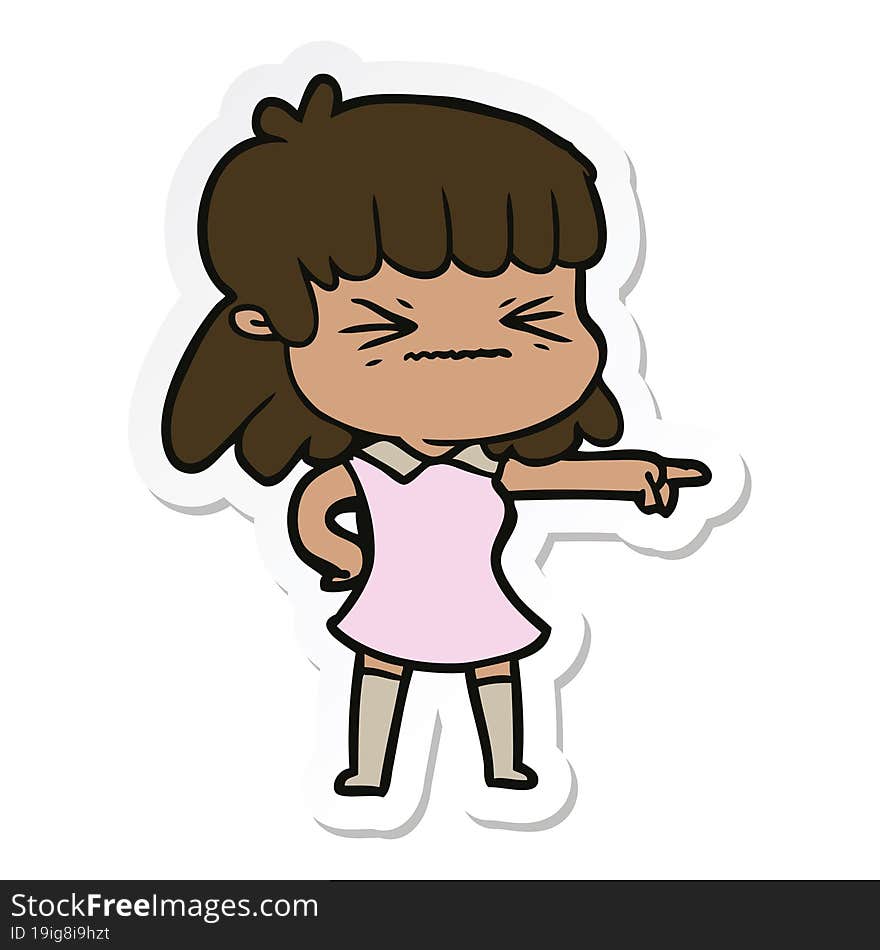 Sticker Of A Cartoon Woman