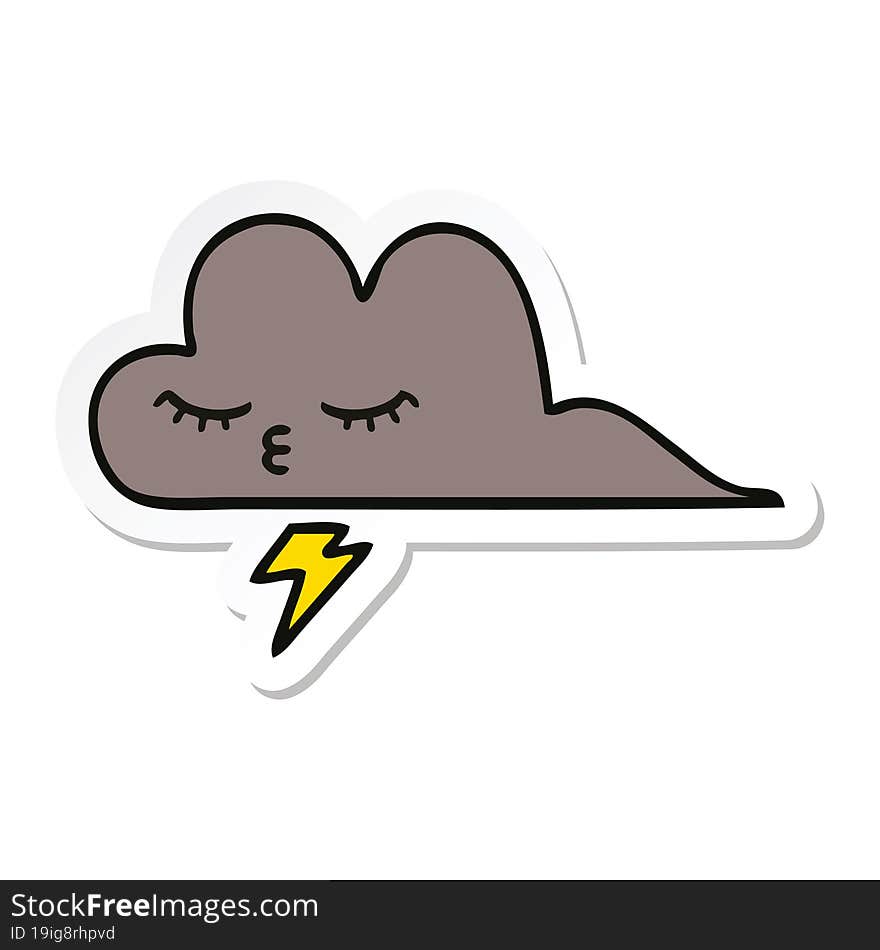 sticker of a cute cartoon storm cloud