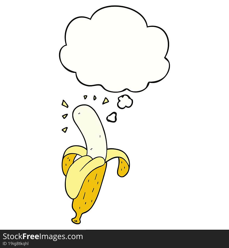 cartoon banana with thought bubble. cartoon banana with thought bubble