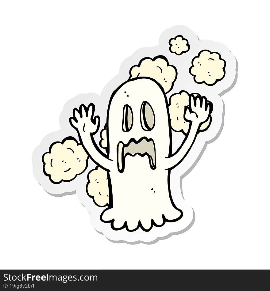 sticker of a cartoon spooky ghost