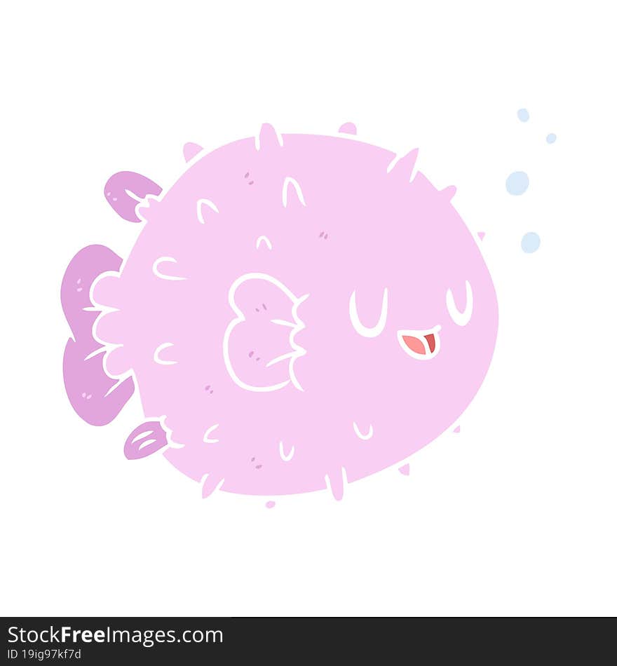 flat color style cartoon blowfish