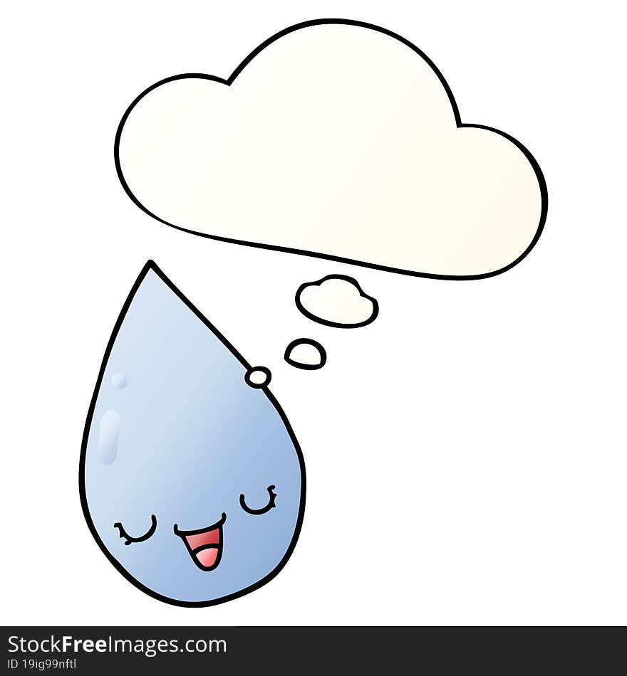 cartoon raindrop and thought bubble in smooth gradient style