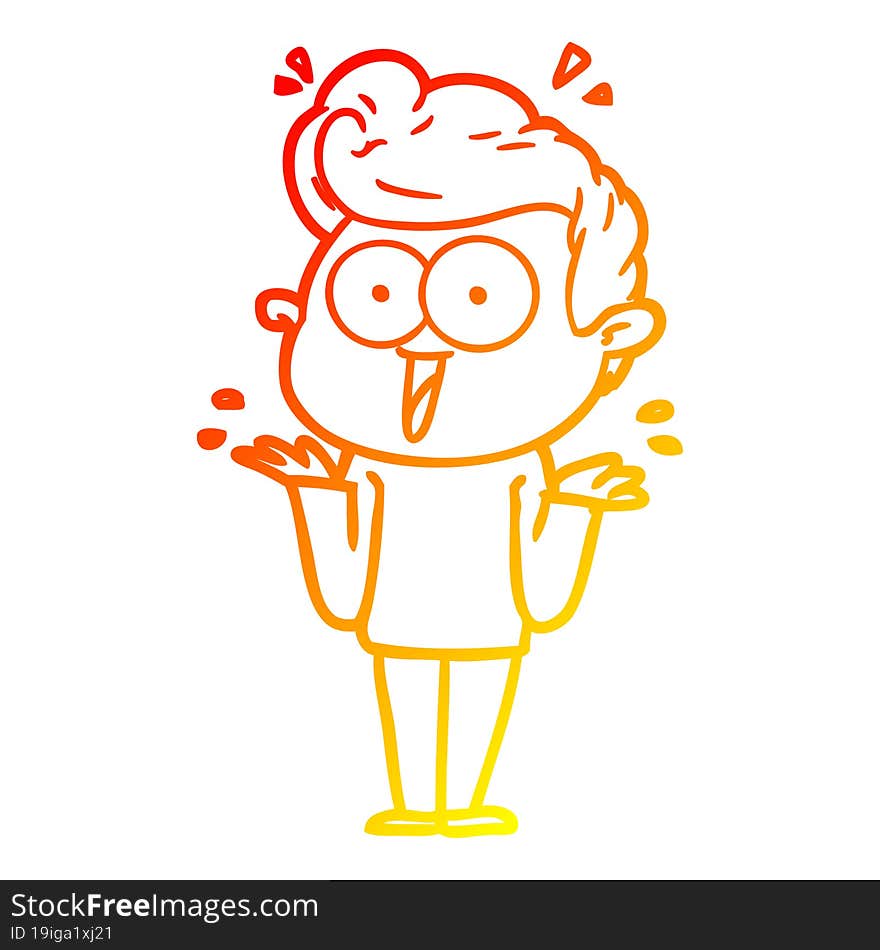 Warm Gradient Line Drawing Cartoon Man Shrugging