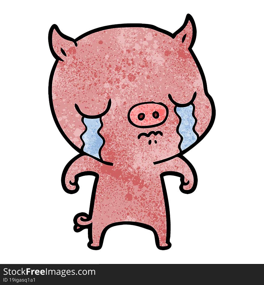 cartoon pig crying. cartoon pig crying