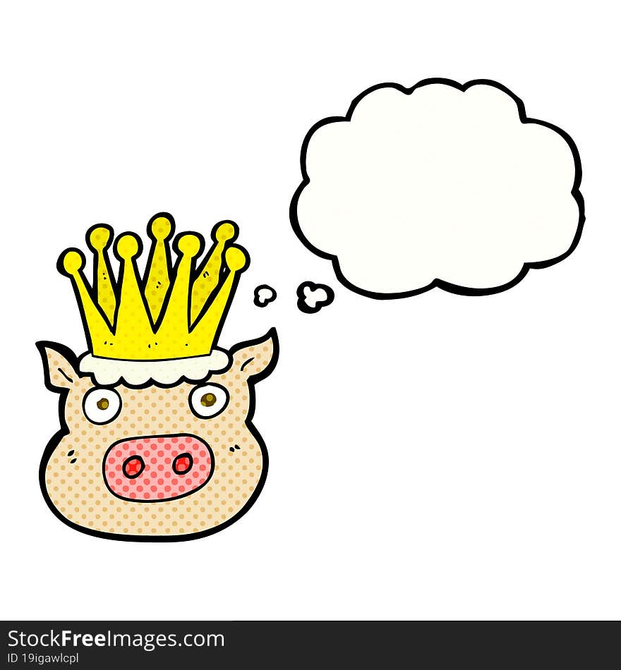 thought bubble cartoon crowned pig