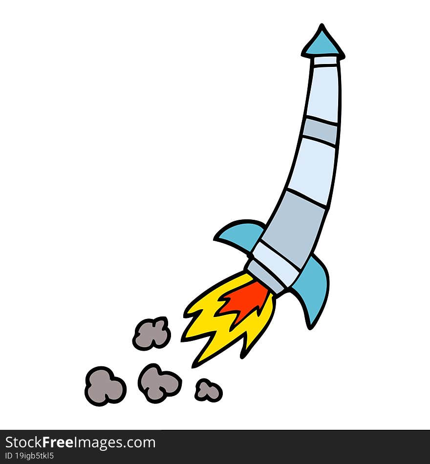 cartoon doodle space rocket