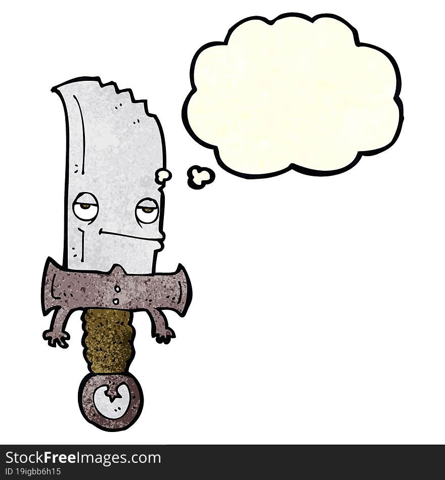 Knife Cartoon Character With Thought Bubble