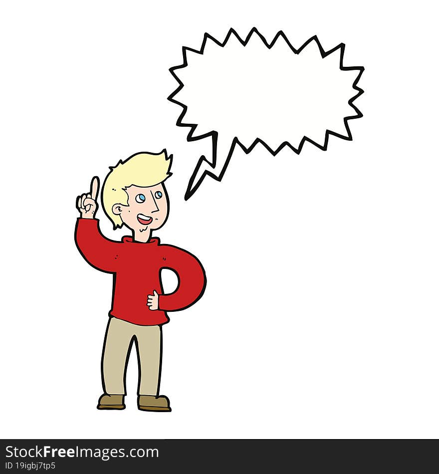 cartoon man with idea with speech bubble