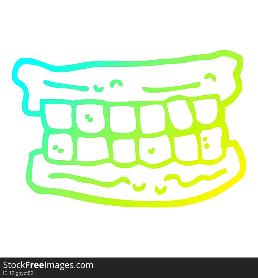 cold gradient line drawing cartoon false teeth