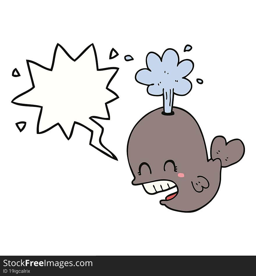 cartoon spouting whale and speech bubble