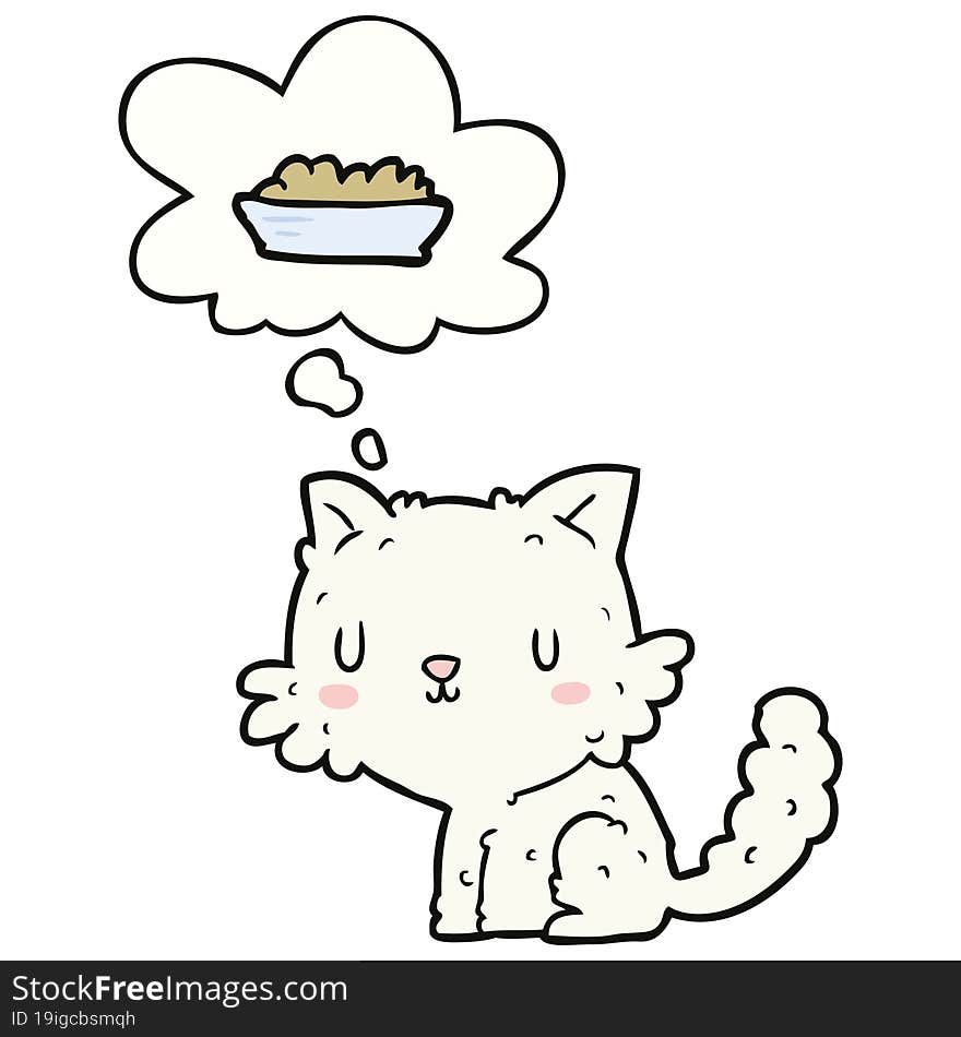 Cartoon Cat And Food And Thought Bubble