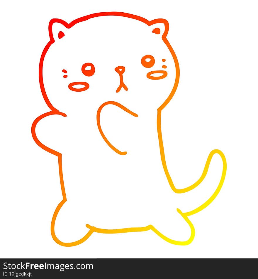 warm gradient line drawing of a cute cartoon cat