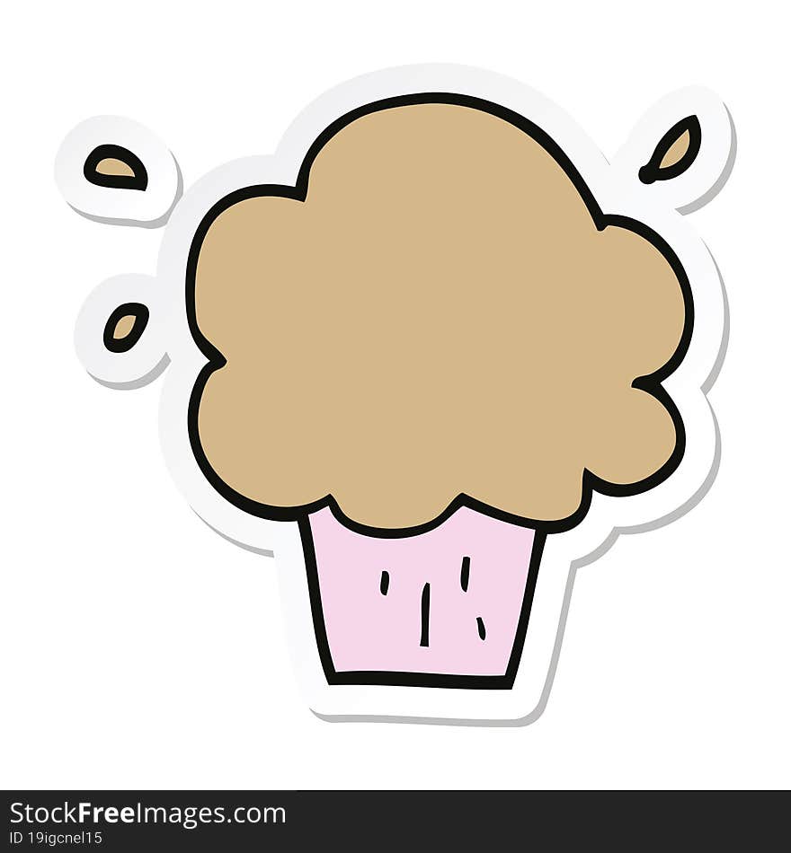 Sticker Of A Cartoon Cupcake