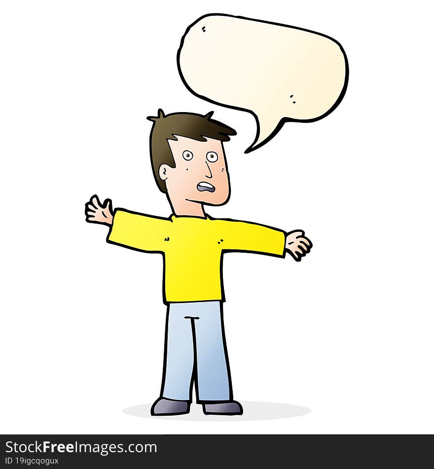 cartoon surprised man with speech bubble