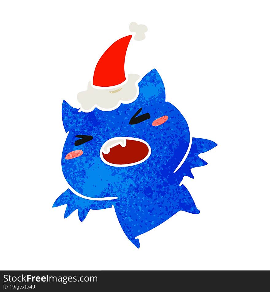 christmas retro cartoon of kawaii bat