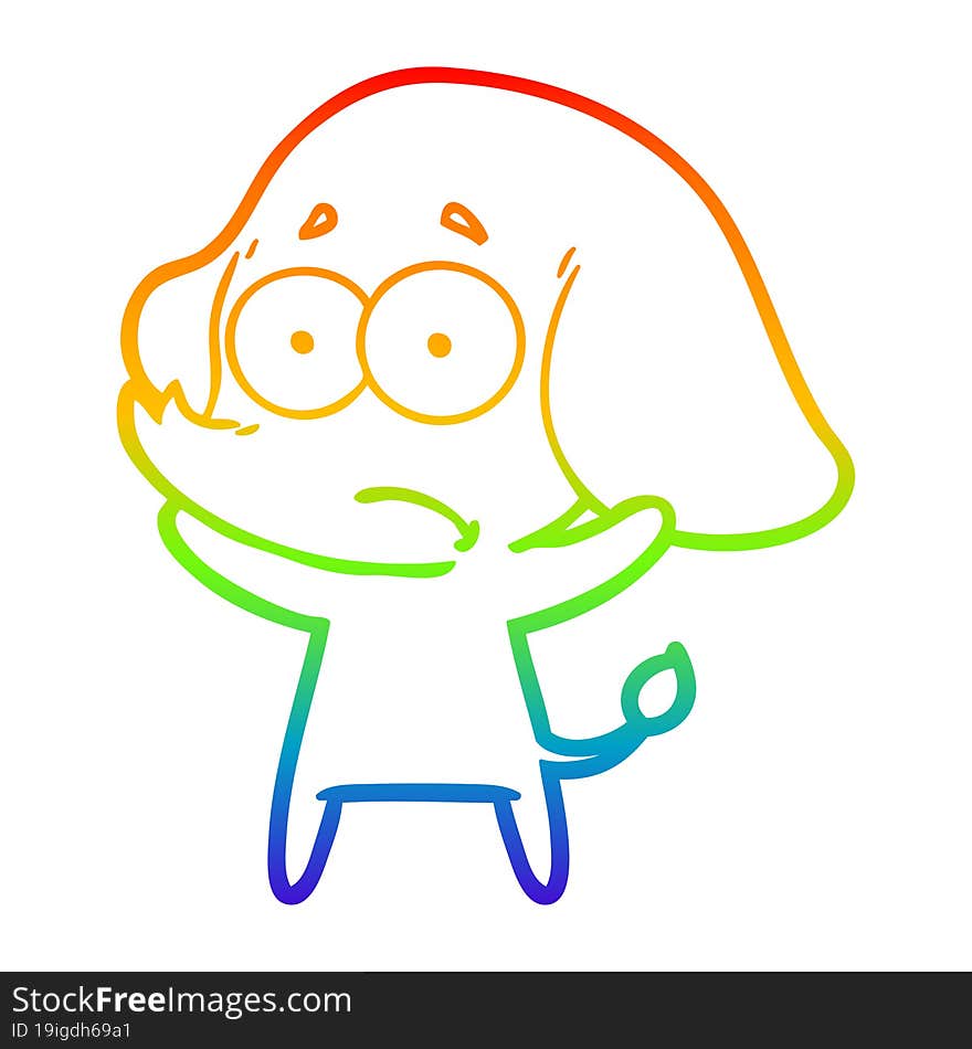 rainbow gradient line drawing cartoon unsure elephant