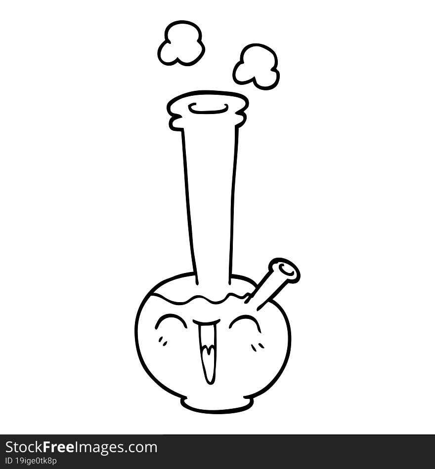 line drawing cartoon bong