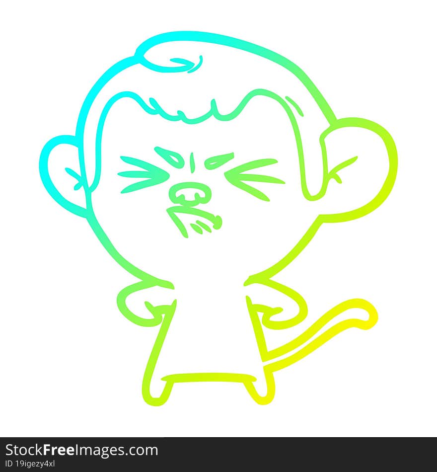 cold gradient line drawing cartoon angry monkey