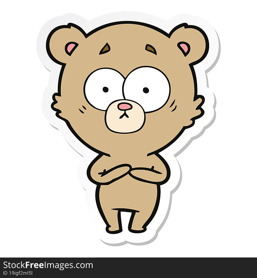 Sticker Of A Surprised Bear Cartoon