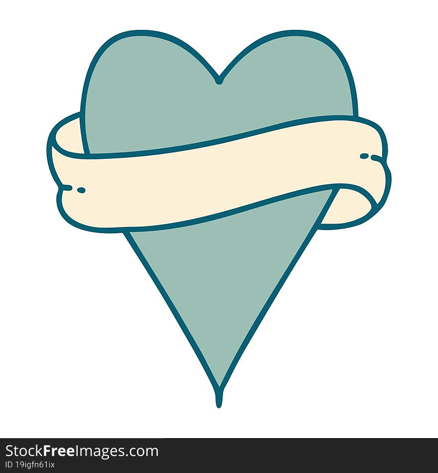 Tattoo Style Icon Of A Heart And Banner