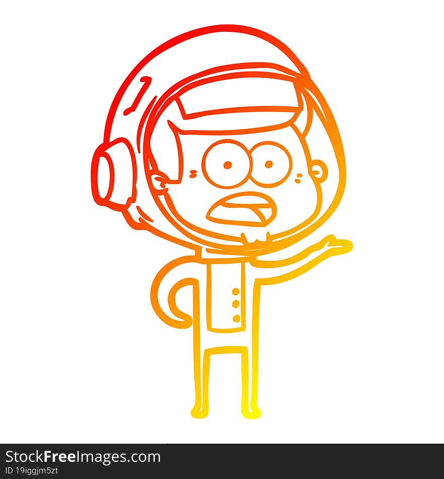 warm gradient line drawing cartoon surprised astronaut