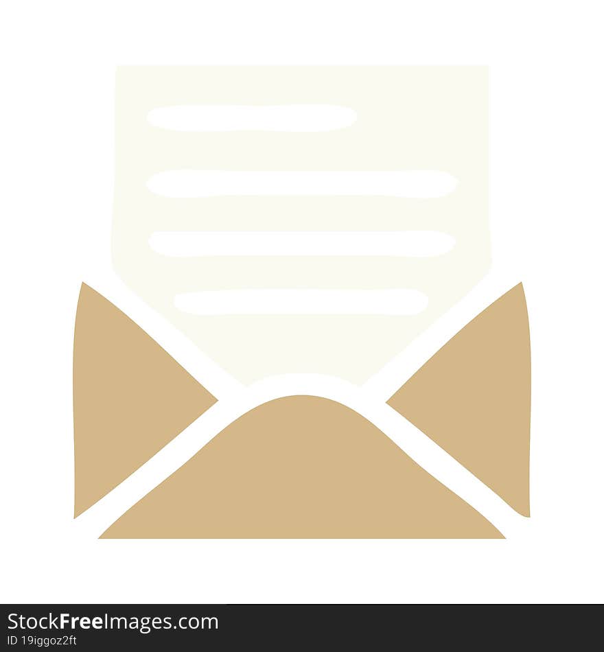 flat color retro cartoon of a letter and envelope