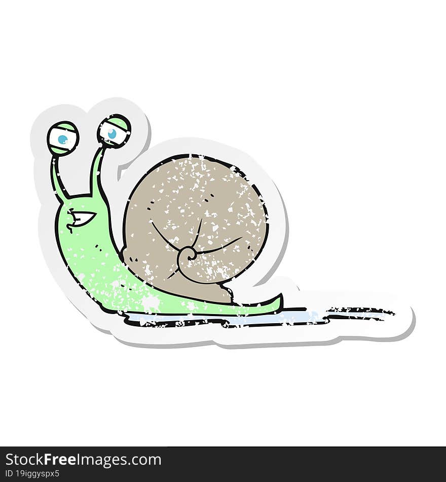 retro distressed sticker of a cartoon snail