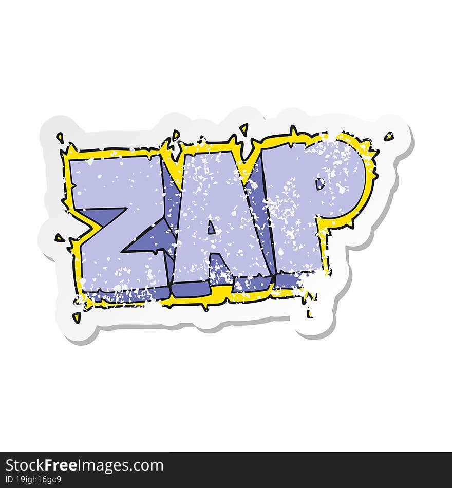 Retro Distressed Sticker Of A Cartoon Zap Symbol