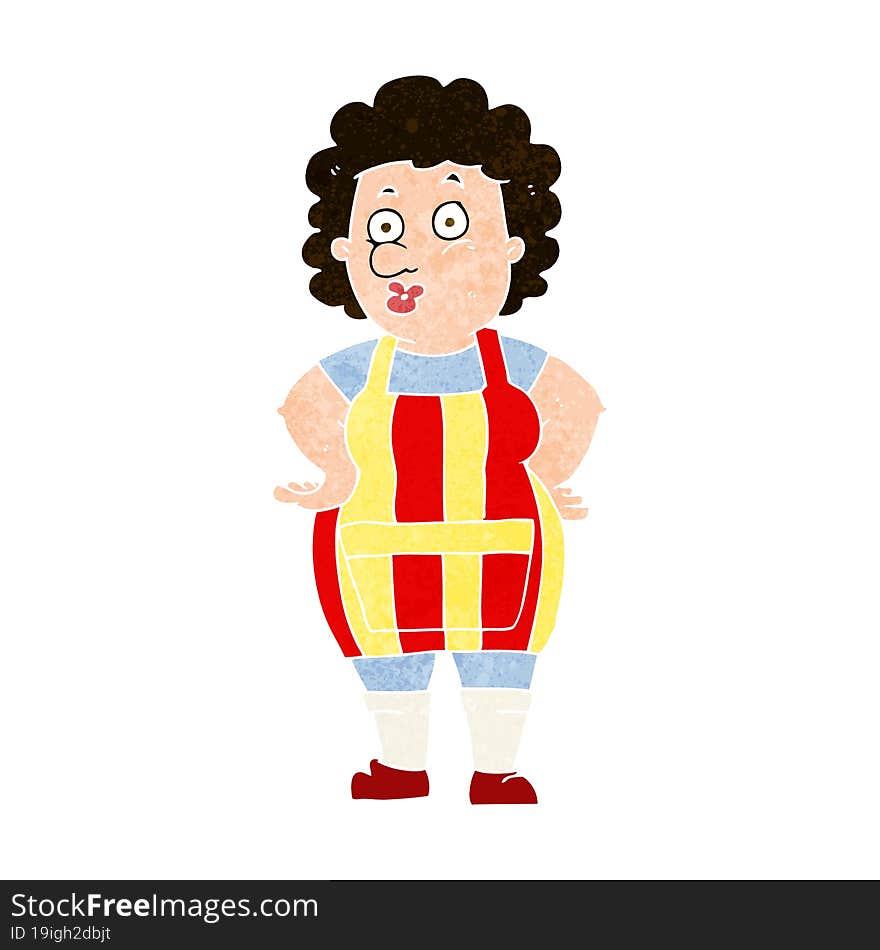 Cartoon Woman In Kitchen Apron