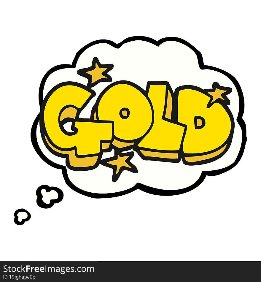 Thought Bubble Cartoon Word Gold