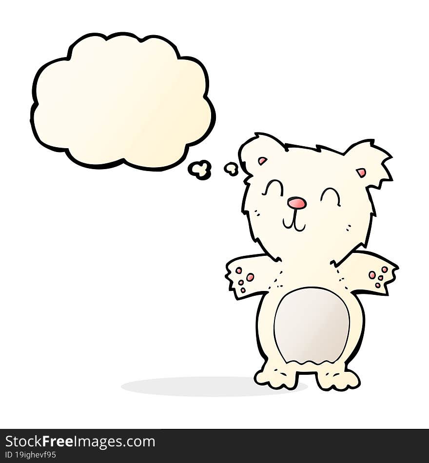 cartoon cute polar bear cub with thought bubble