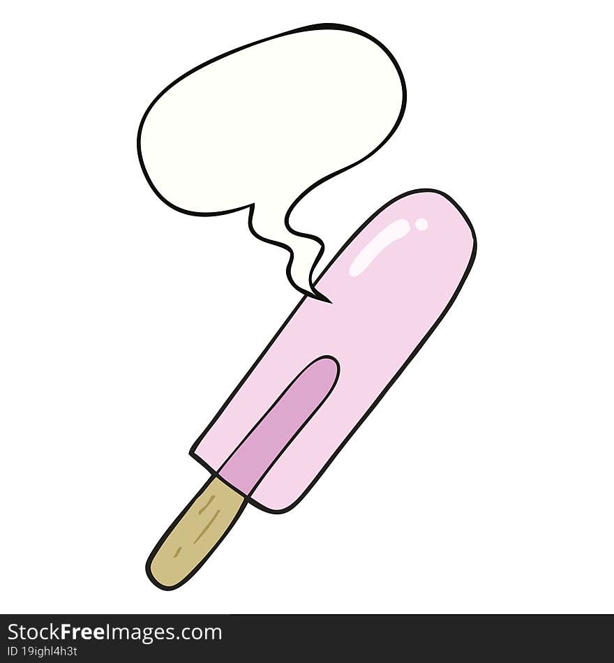 Cartoon Ice Lolly And Speech Bubble