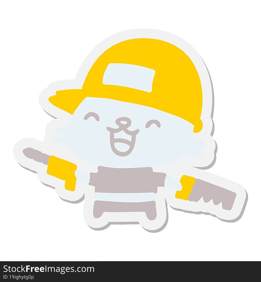 Cat In Work Hat With Tools Sticker