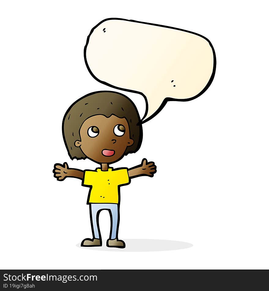 Cartoon Happy Person With Speech Bubble