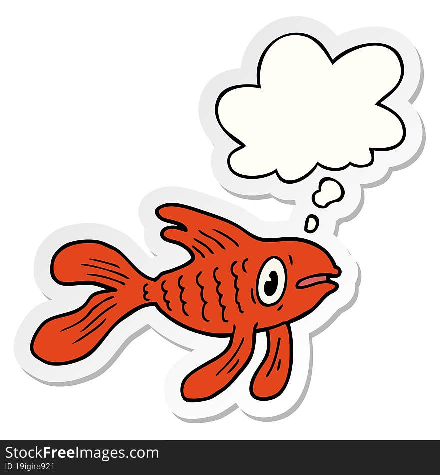 cartoon fish and thought bubble as a printed sticker