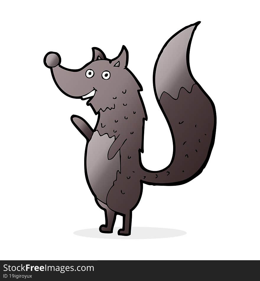 Cartoon Waving Wolf