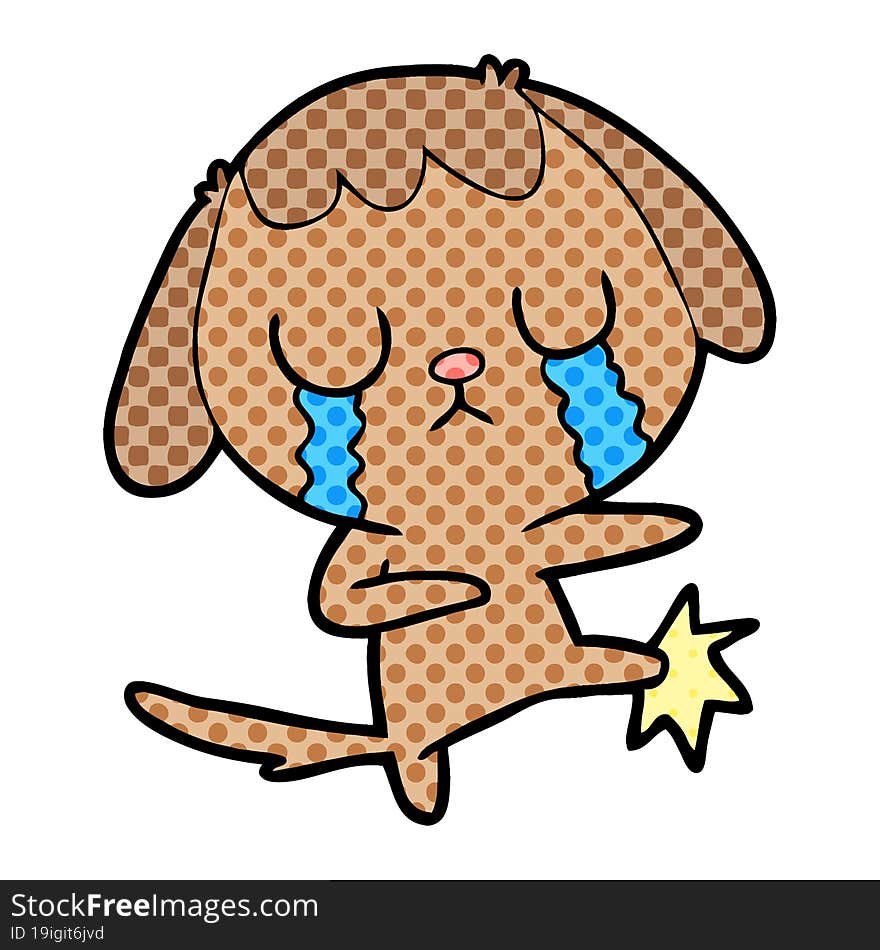 cute cartoon dog crying. cute cartoon dog crying